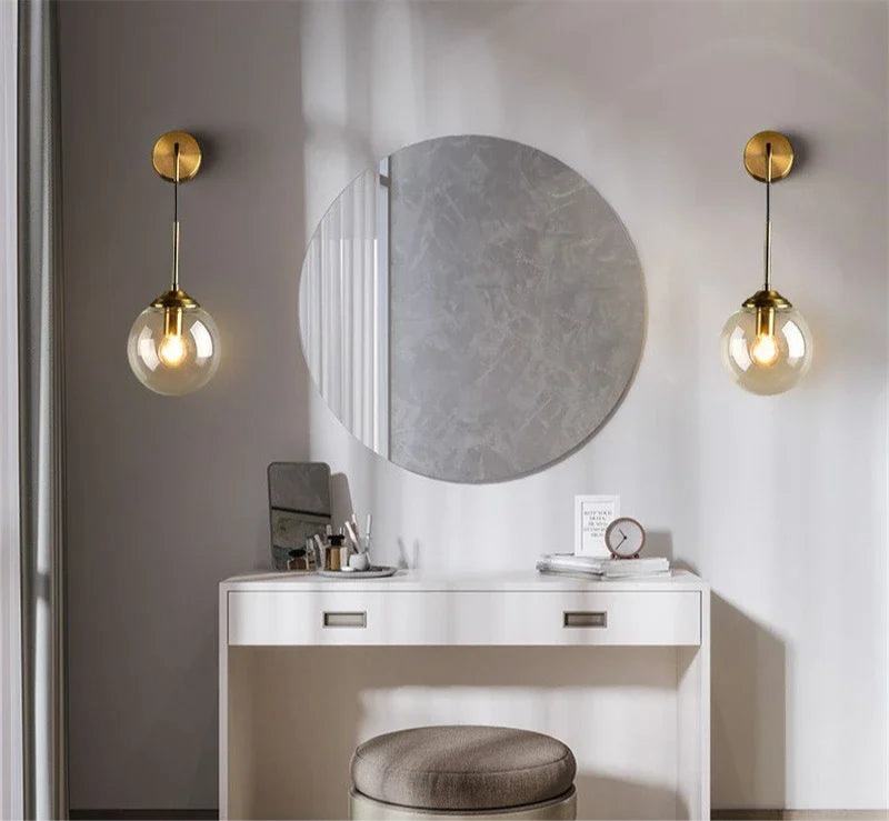 Lampe murale type Nordique en verre – Style rétro moderne